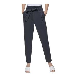 🖤 DKNY Black Belted High-Waisted Tapered Pants – Size 14